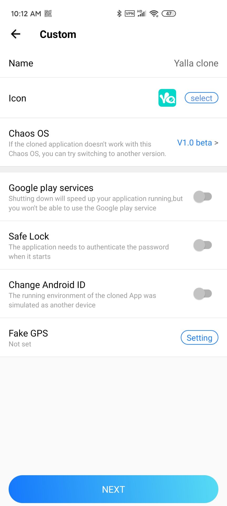 Choose the features you want