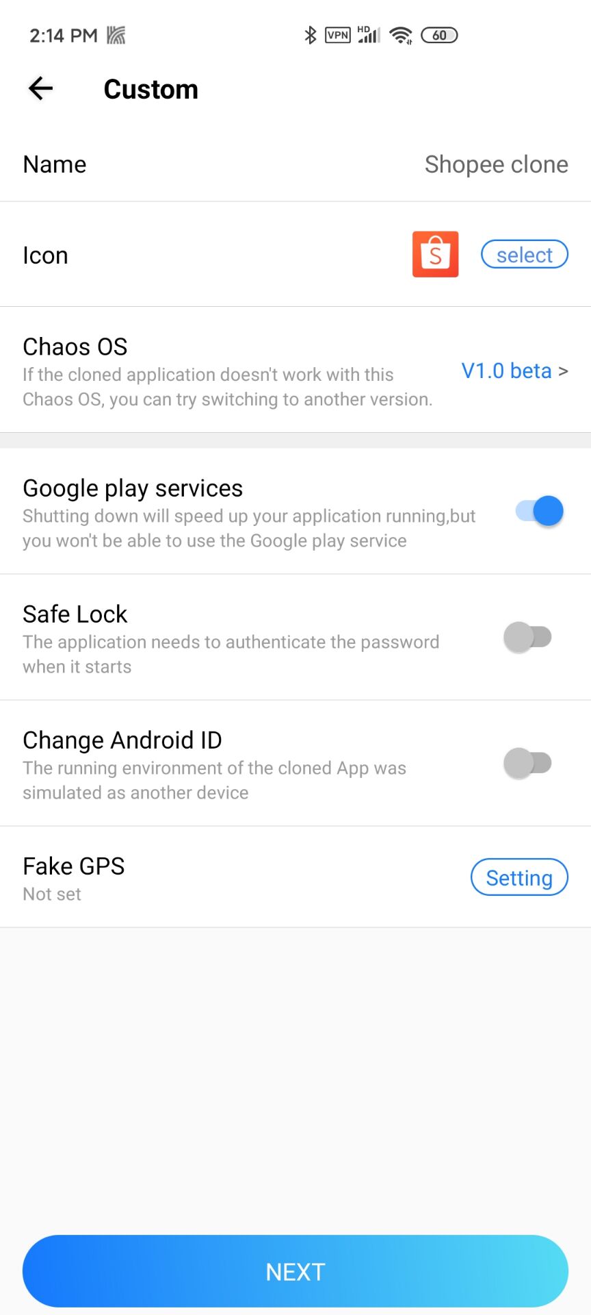 Choose the features you want